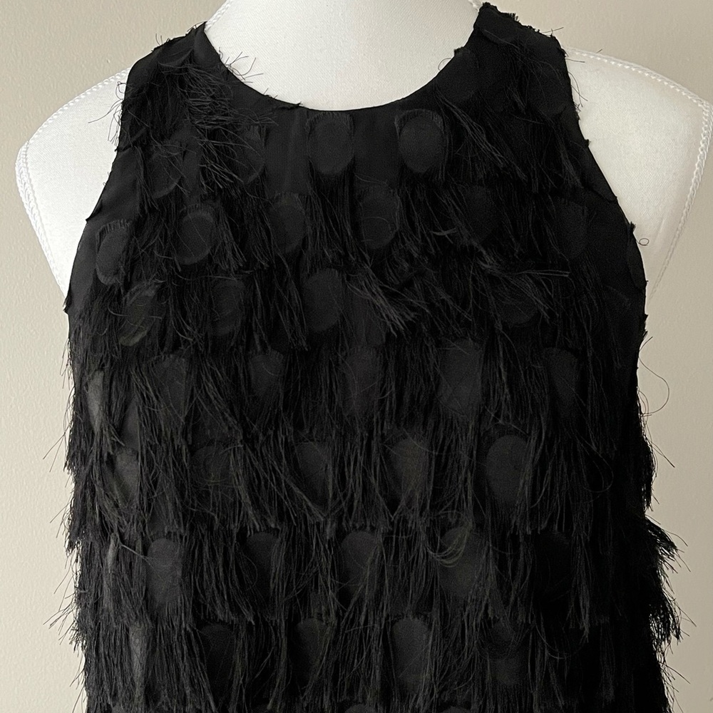 Anthropologie NWT Roxie Fringe Party Mini Dress Black Size 4 - Picture 2 of 7